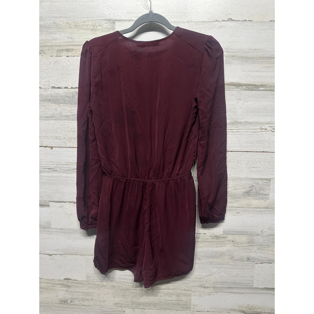 Ark & Co. Romper Women Small Burgundy Long Sleeve V-Neck Surplice NWT - Picture 2 of 3